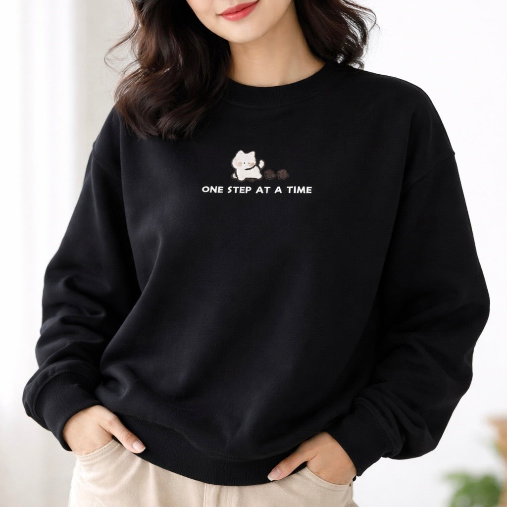 One Step at a Time  Embroidered Sweatshirt