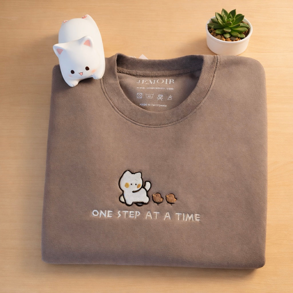 One Step at a Time Premium Embroidered Crewneck