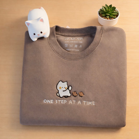One Step at a Time Premium Embroidered Crewneck