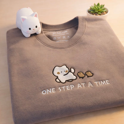 One Step at a Time Premium Embroidered Crewneck