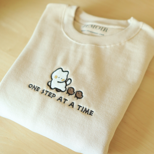 One Step at a Time  Embroidered Sweatshirt