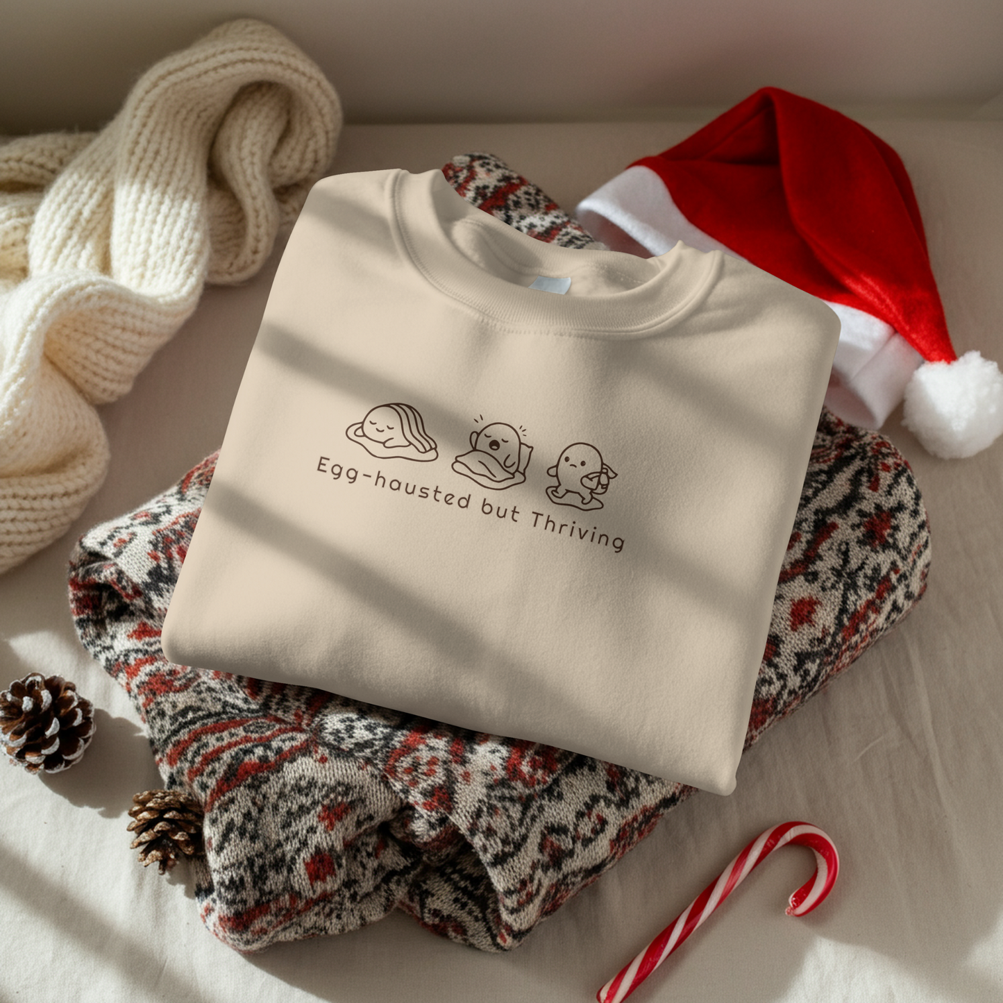 Egg-hausted but Thriving Embroidered Sweatshirt