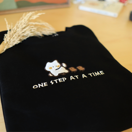 One Step at a Time  Embroidered Sweatshirt